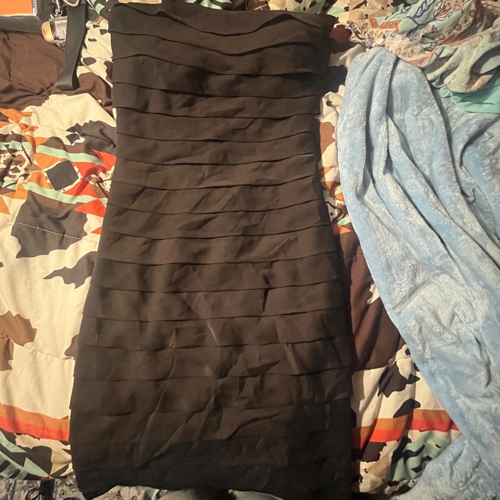 Black Layered Strapless Bodycon Dress